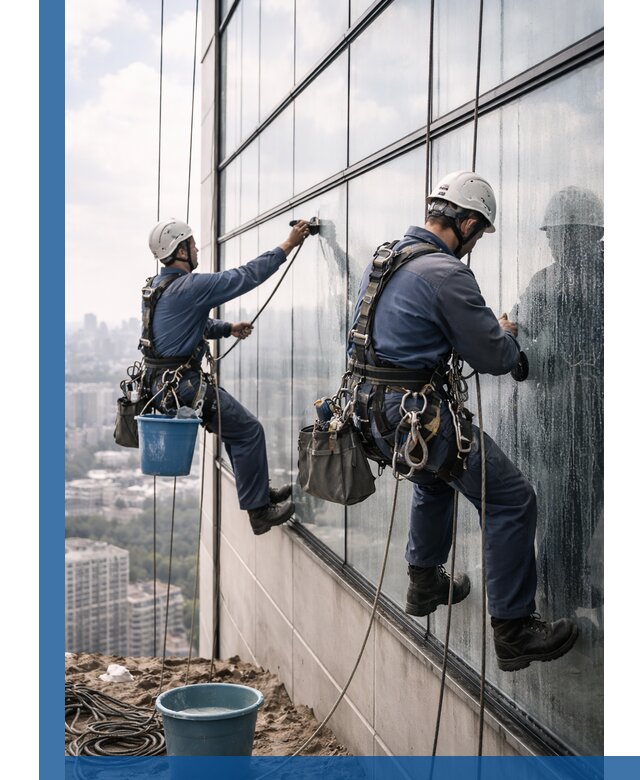 Профессиональная мойка фасадных окон альпинистами в Стерлитамаке