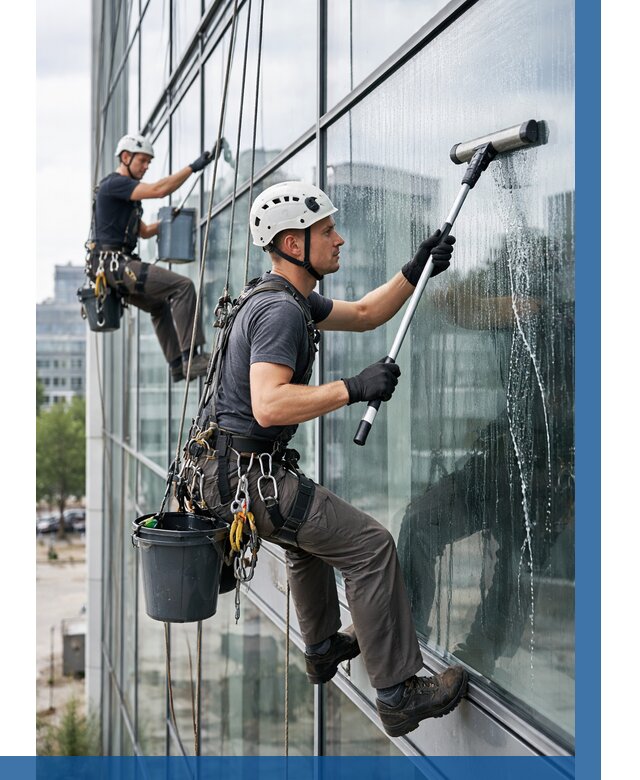 Мойка витражей альпинистами в Стерлитамаке от 721 р. под ключ|ВЫСОТНИК-Стм