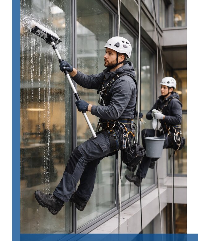 Профессиональная мойка витражей промышленными альпинистами в Стерлитамаке