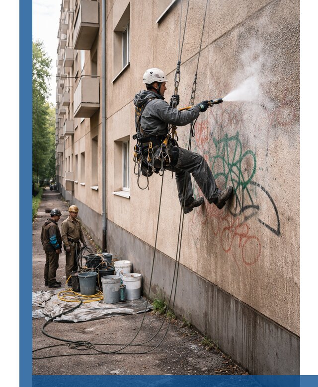 Удаление граффити с фасада в Стерлитамаке без следов и повреждений