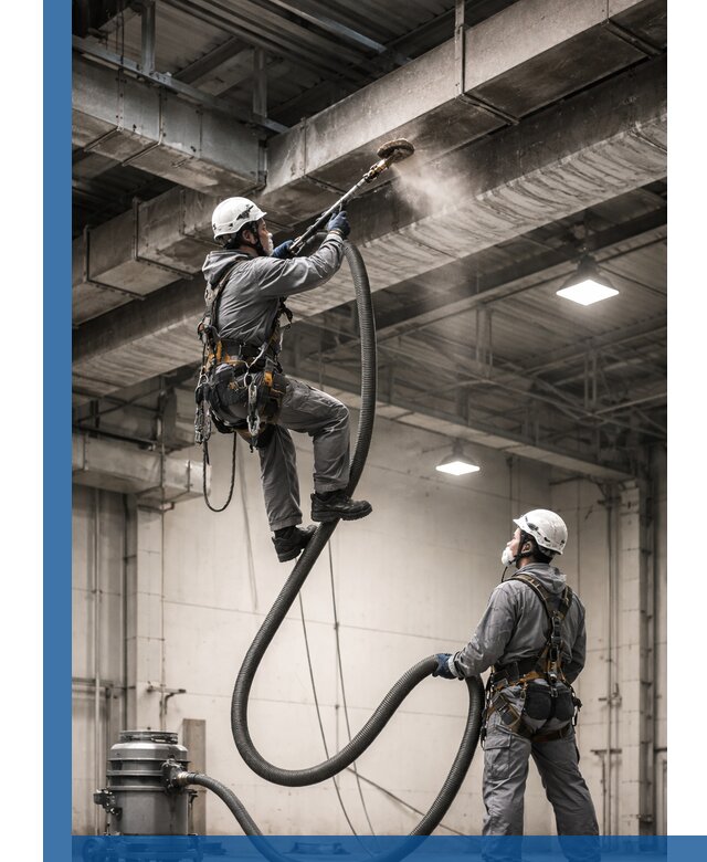 Обеспыливание потолочных конструкций в Стерлитамаке промышленным альпинизмом