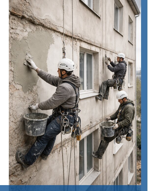 Ремонт штукатурного фасада в Стерлитамаке от 772 р. под ключ | ВЫСОТНИК-Стм