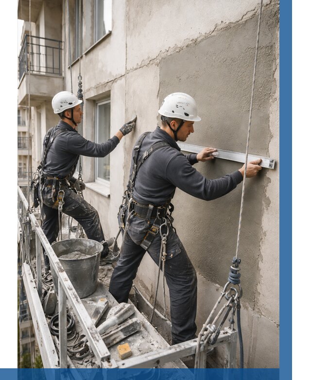 Штукатурка фасада на высоте в Стерлитамаке от 927 р. | ВЫСОТНИК-Стм