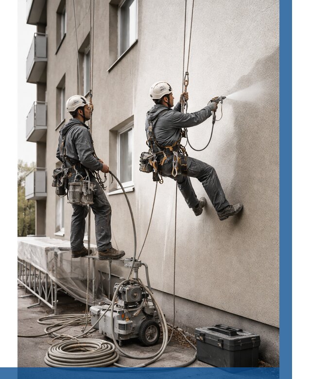 Безвоздушная покраска фасада в Стерлитамаке от 227 р/м² | ВЫСОТНИК-Стм