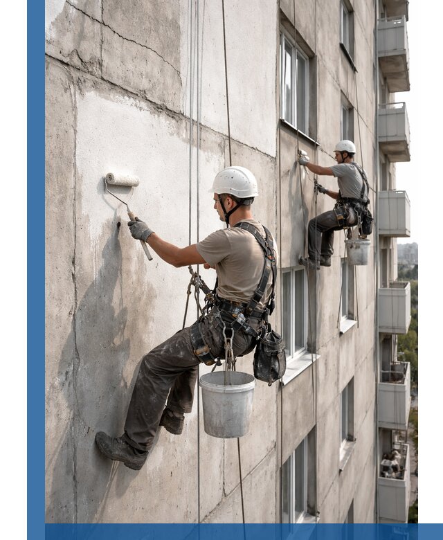 Покраска бетонного фасада в Стерлитамаке для жилых и промышленных объектов