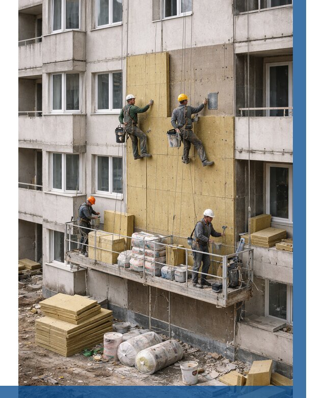 Утепление фасада минватой в Стерлитамаке от 1545 р. | ВЫСОТНИК-Стм