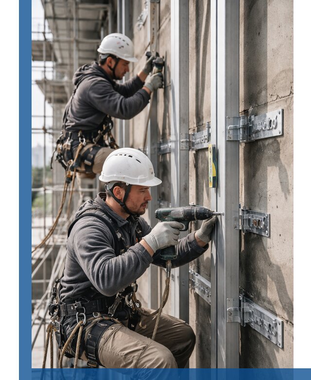 Монтаж и крепление подсистемы вентфасада в Стерлитамаке