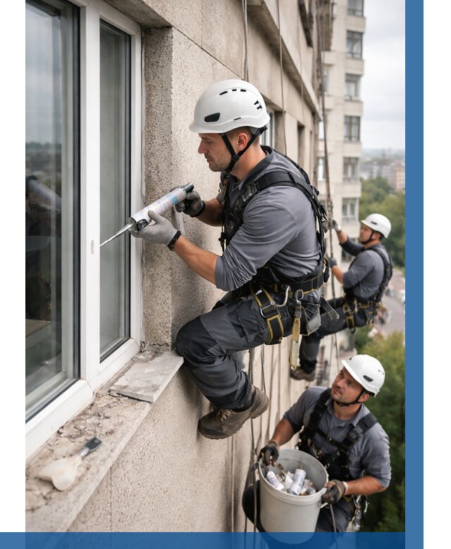 Герметизация оконных швов снаружи в Стерлитамаке от 1545 р. | ВЫСОТНИК-Стм