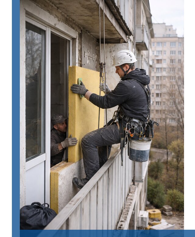 Профессиональное утепление балкона снаружи в Стерлитамаке под ключ