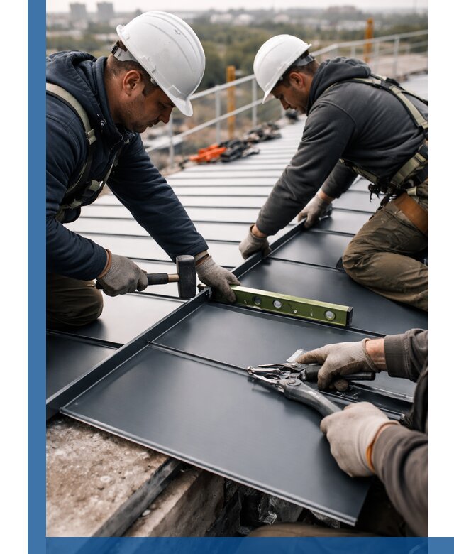 Монтаж фальцевой кровли в Стерлитамаке для промышленных зданий