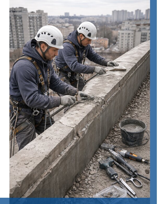 Ремонт парапета на кровле в Стерлитамаке от 1545 р. | ВЫСОТНИК-Стм