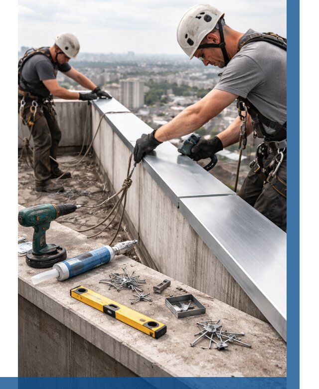 Монтаж парапетных крышек в Стерлитамаке от 824 р. | ВЫСОТНИК-Стм