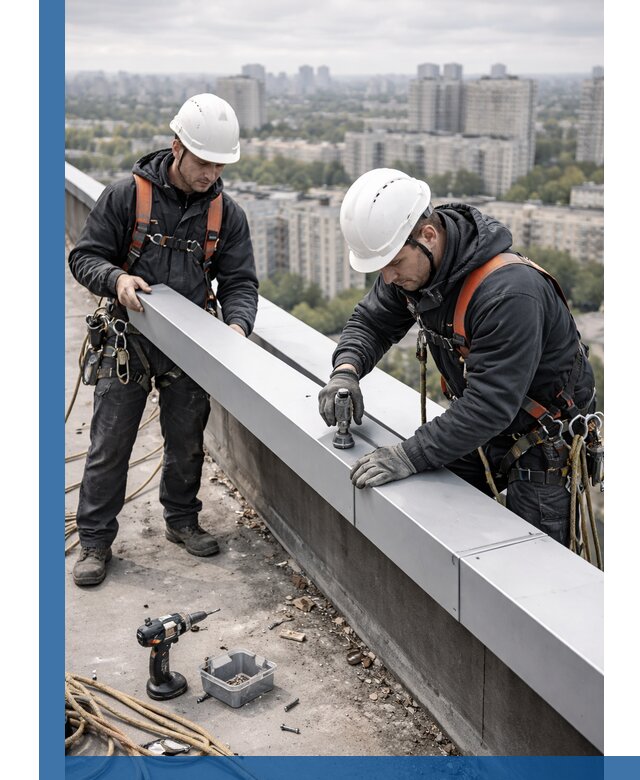 Монтаж парапетных крышек и ограждений кровли в Стерлитамаке