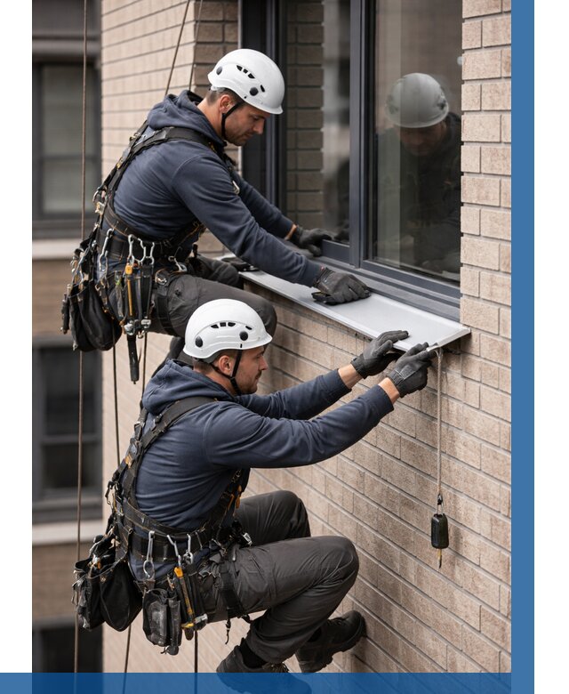 Монтаж оконных отливов под ключ в Стерлитамаке от 3605 р. | ВЫСОТНИК-Стм