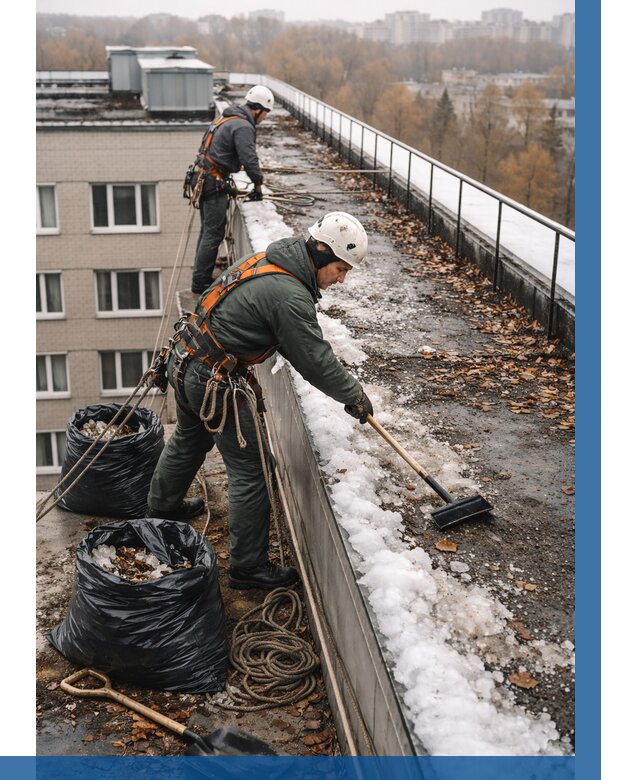 Очистка кровли по периметру в Стерлитамаке от 566 р. | ВЫСОТНИК-Стм