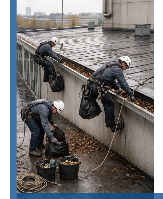 Очистка кровли по периметру в Стерлитамаке силами промышленных альпинистов