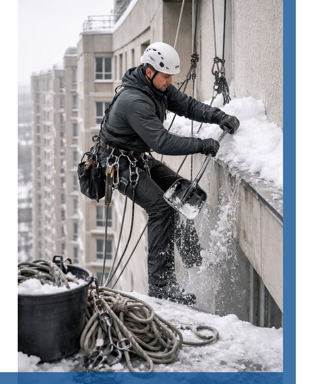 Очистка карнизов от снега в Стерлитамаке от 309 р. | ВЫСОТНИК-Стм