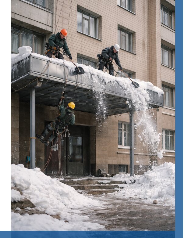 Очистка козырьков от снега в Стерлитамаке от 3605 р. | ВЫСОТНИК-Стм