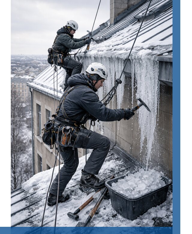 Удаление наледи с кровли в Стерлитамаке от 5664 р. | ВЫСОТНИК-Стм