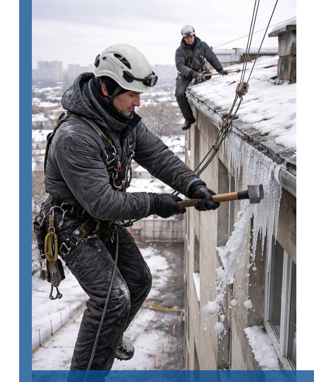 Сбивание и удаление сосулек с крыши в Стерлитамаке безопасно