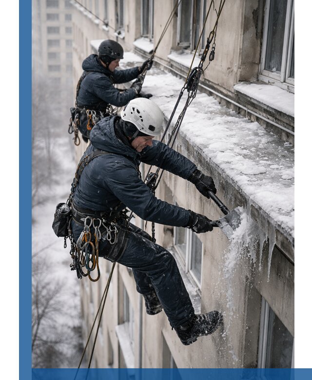 Удаление наледи и сосулек с карнизов в Стерлитамаке профессионально