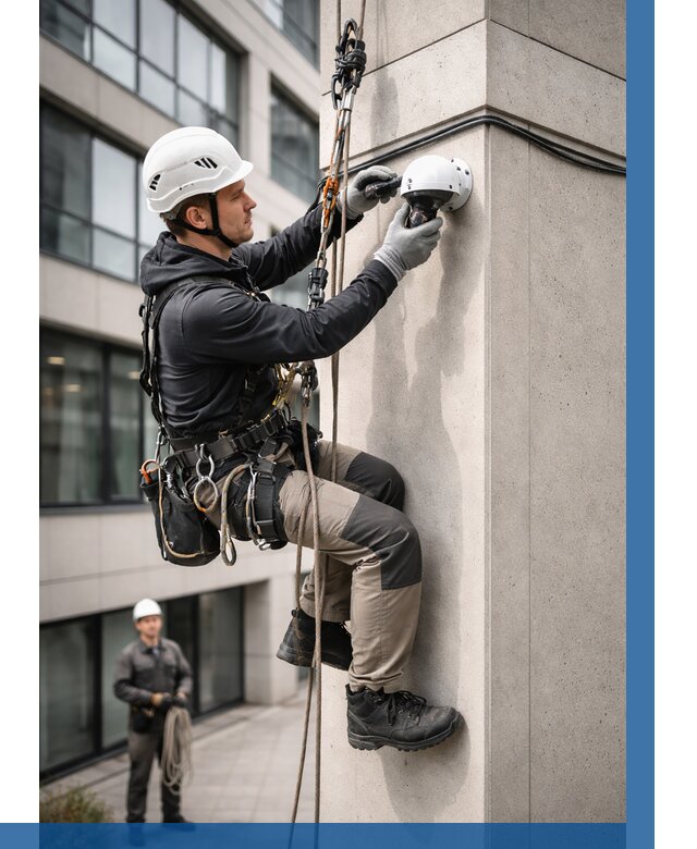 Монтаж камер видеонаблюдения на фасаде в Стерлитамаке от 8754 р.-ВЫСОТНИК-Стм