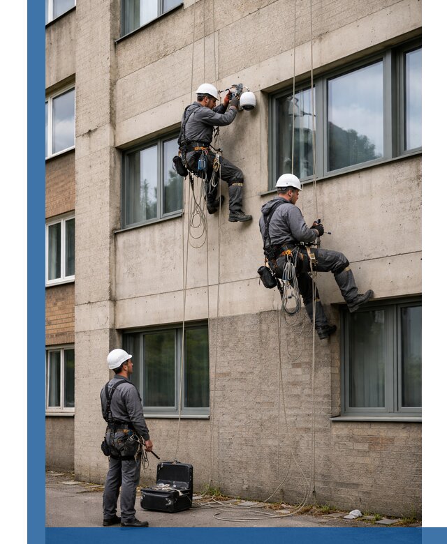 Монтаж фасадных камер видеонаблюдения в Стерлитамаке под ключ