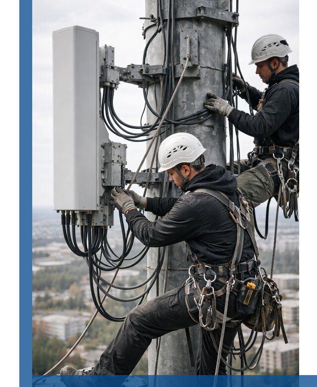 Монтаж оборудования связи на мачте в Стерлитамаке с пусконаладкой