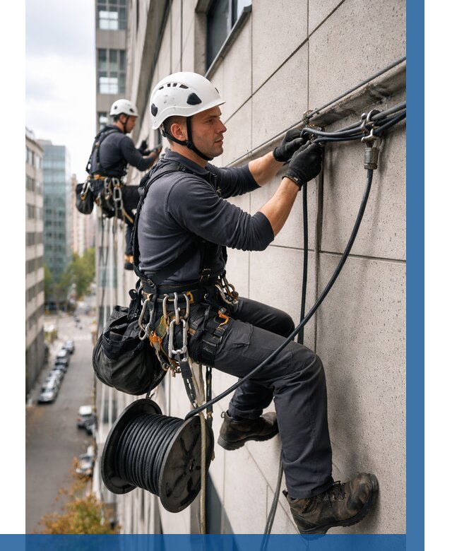 Прокладка кабеля по фасаду в Стерлитамаке от 360 р. | ВЫСОТНИК-Стм