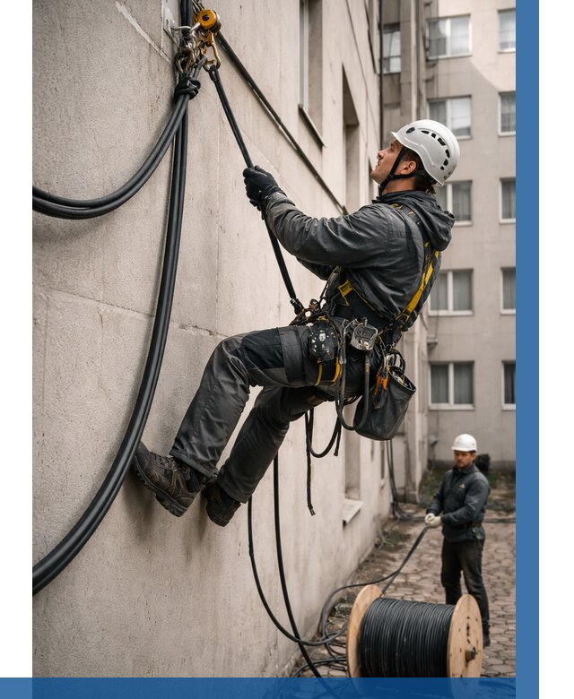 Протяжка кабеля питания на высоте в Стерлитамаке от 463 р. | ВЫСОТНИК-Стм