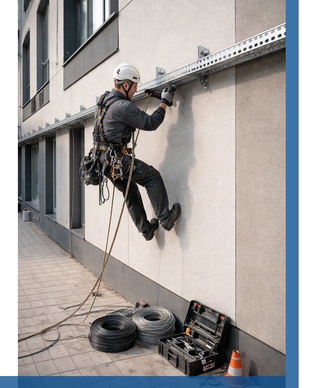 Монтаж кабельных лотков на фасаде в Стерлитамаке от 1236 р. | ВЫСОТНИК-Стм