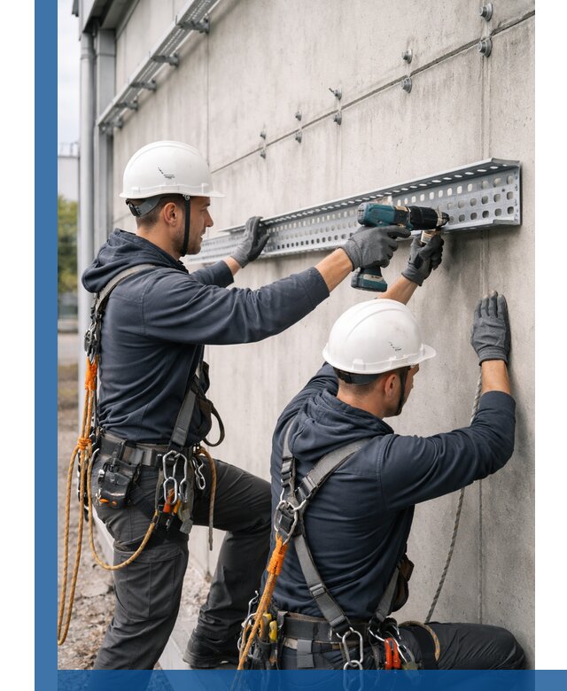 Монтаж кабельных лотков на фасаде зданий в Стерлитамаке с гарантией