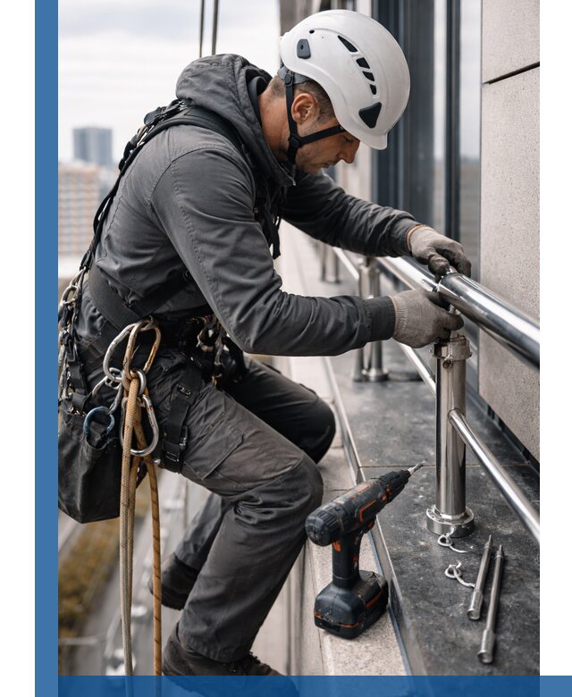 Монтаж ограждений на высоте в Стерлитамаке для зданий и конструкций