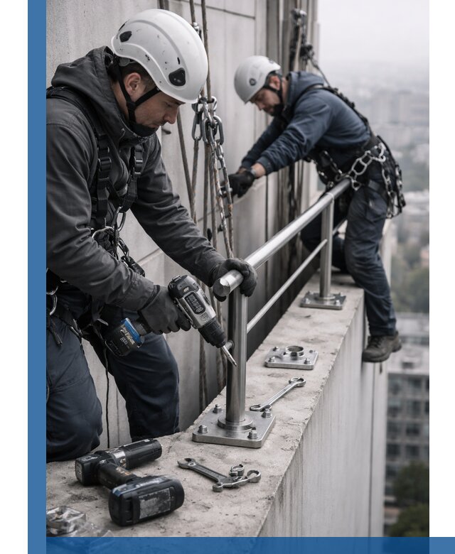 Монтаж перил на высоте в Стерлитамаке для жилых и промобъектов