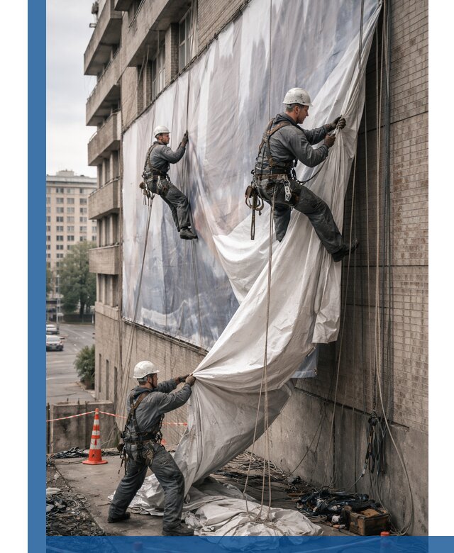 Демонтаж баннеров с фасада в Стерлитамаке оперативно и безопасно