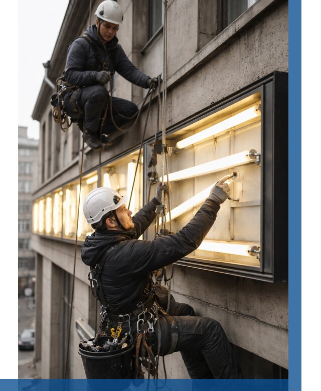 Замена ламп в вывеске в Стерлитамаке под ключ от 3605 р. | ВЫСОТНИК-Стм