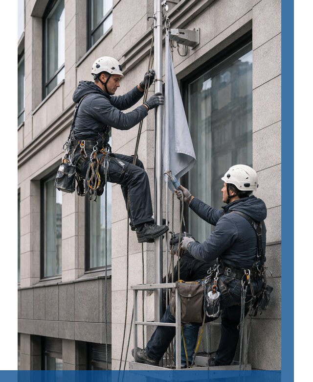 Установка флагов на фасаде в Стерлитамаке от 4635 р. | ВЫСОТНИК-Стм