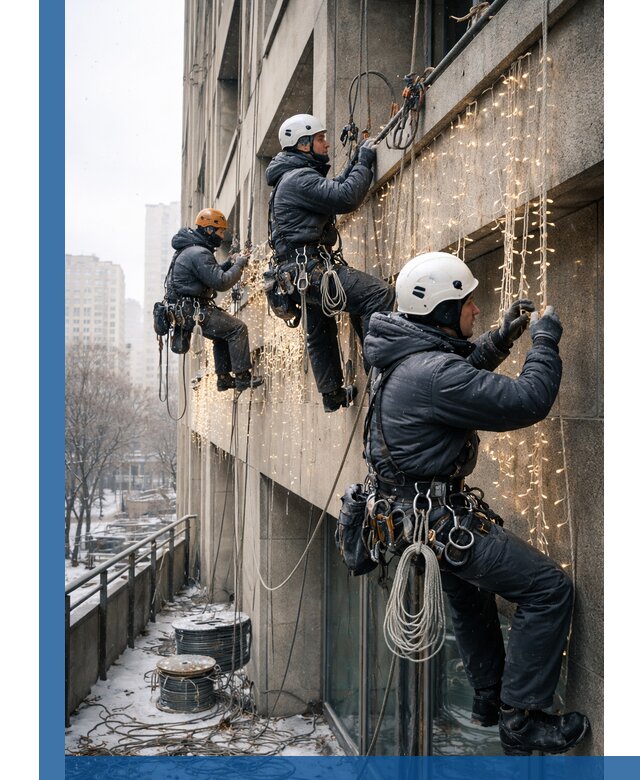 Монтаж новогодней иллюминации и украшение фасадов в Стерлитамаке