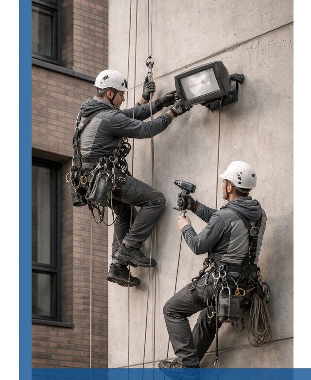 Профессиональный монтаж фасадных прожекторов в Стерлитамаке под ключ