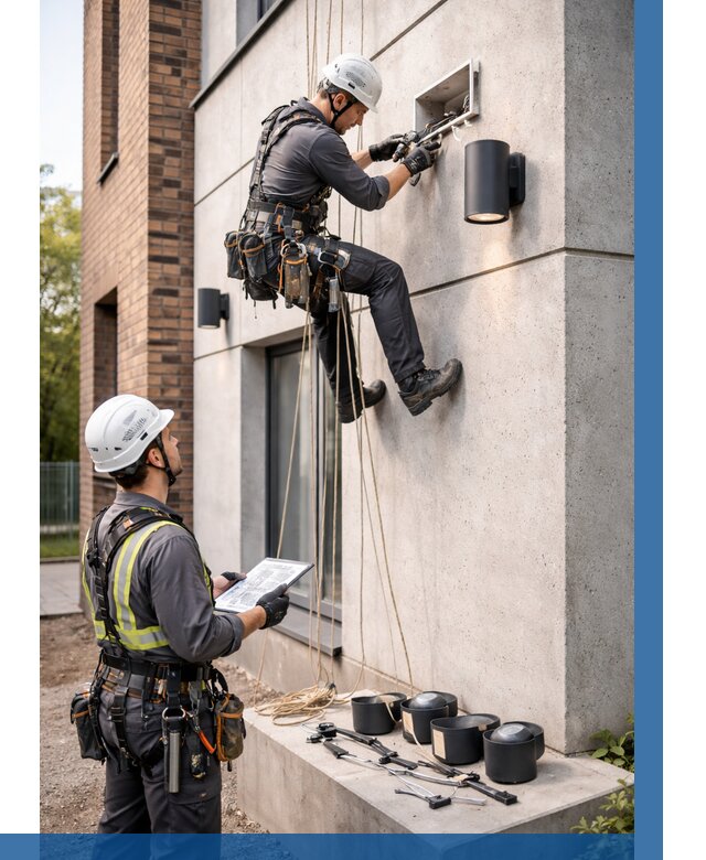 Монтаж фасадного освещения в Стерлитамаке от 2575 р. | ВЫСОТНИК-Стм