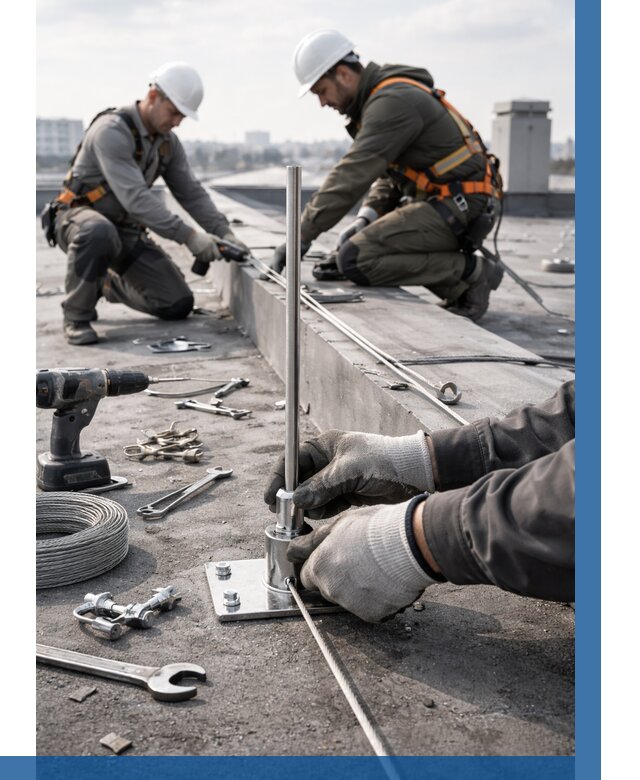 Монтаж молниезащиты на кровле в Стерлитамаке цена от 25748 р. | ВЫСОТНИК-Стм