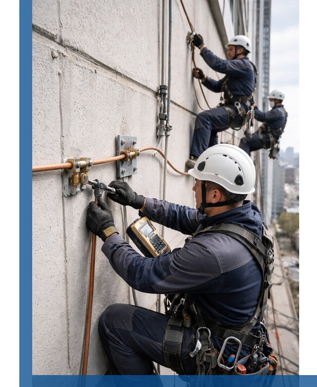 Монтаж системы заземления здания и молниезащиты в Стерлитамаке