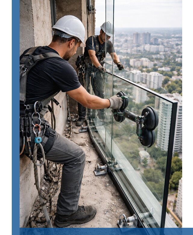 Монтаж стеклянных ограждений под ключ с гарантией в Стерлитамаке
