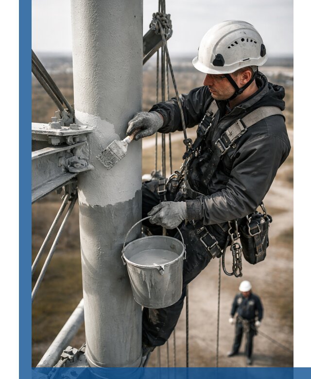 Покраска мачт связи в Стерлитамаке промышленными альпинистами