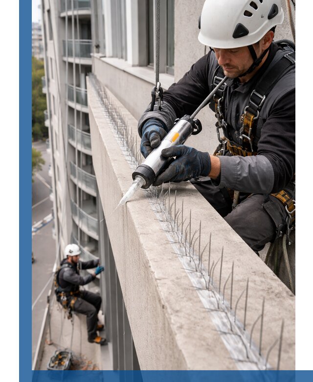 Установка шипов от птиц на фасадах и кровлях в Стерлитамаке